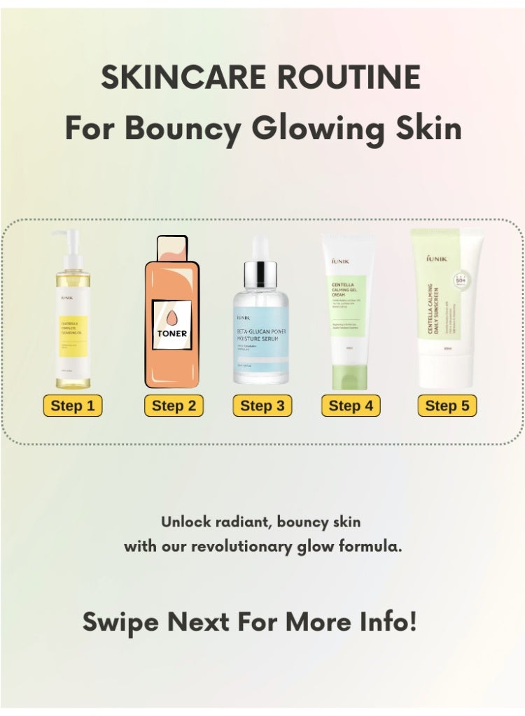 iUNIK Acne, Sensitivity & Dehydration Care – iUNIK Calendula Cleansing Oil + Beta Glucan Serum + Centella Gel Cream + SPF50 Sunscreen Set - Image 3